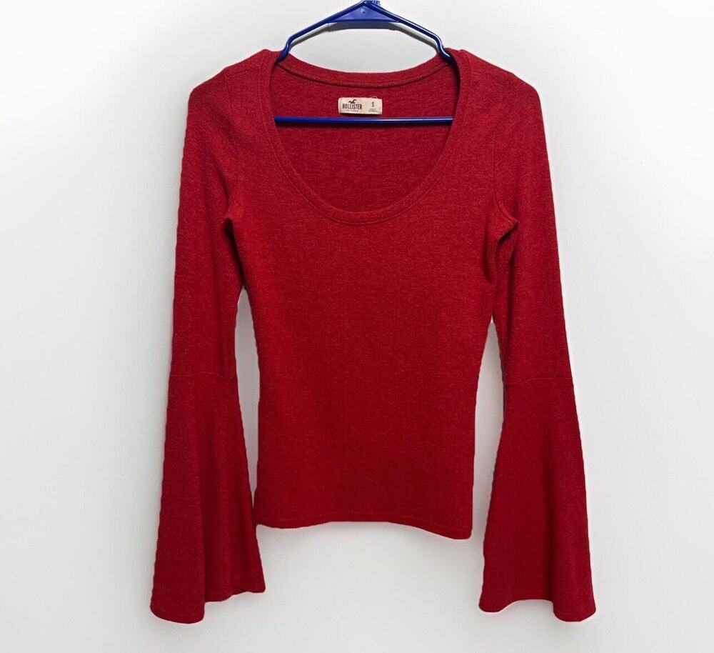 Vintage Hollister Top Womens S Red Bell SleeveRomantic Scoop Neck SOFT Twilight